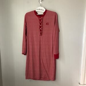 Lauren Ralph Lauren womens S red striped cotton blend pullover nightgown ruffle